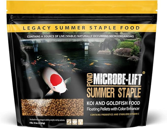 Microbe-Lift MLLSSLG Summer Staple Floating Fish Food Pellets for Ponds, Water Gardens, and Fountains, for Live Goldfish and Koi, 4.75 Pounds