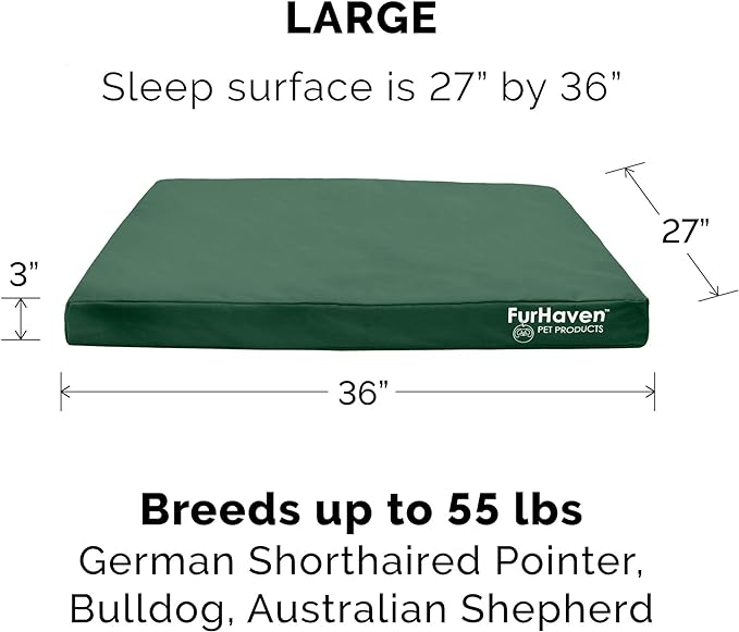 Furhaven Water-Resistant Orthopedic Dog Bed for Large/Medium Dogs w/ Removable Washable Cover, For Dogs Up to 55 lbs - Indoor/Outdoor Logo Print Oxford Polycanvas Mattress - Forest, Large