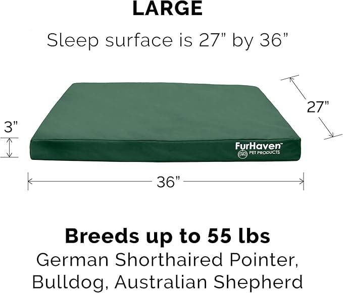 Furhaven Water-Resistant Cooling Gel Dog Bed for Large/Medium Dogs w/ Removable Washable Cover, For Dogs Up to 55 lbs - Indoor/Outdoor Logo Print Oxford Polycanvas Mattress - Forest, Large