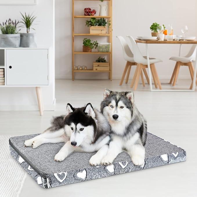 VANKEAN Dog Crate Mat Reversible Cool and Warm, Stylish Dog Bed for Crate with Waterproof Inner Linings and Removable Machine Washable Cover, Firm Support Dog Pad for Small to XX-Large Dogs, Grey