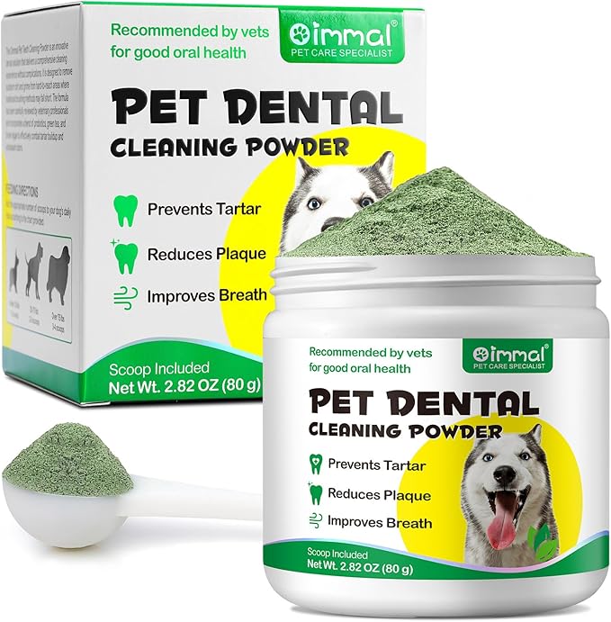 Teeth Cleaning Powder for Dogs, Dental Powder for Dogs - Dog Breath Freshener Powder with Probiotics for Bad Breath, Plaque, Tartar Remover - Dental Care Supplies for Small, Medium, Large Dogs - 80g