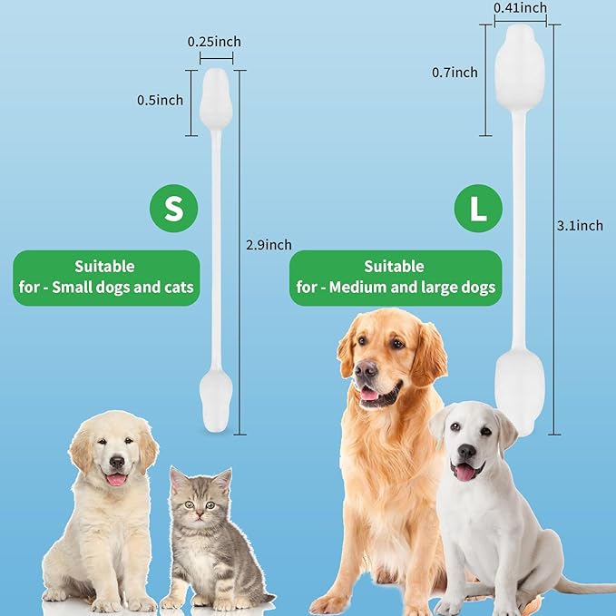 VinTS Cotton Dog Ear Cleaning Swabs, Pet’s Ear Infection Treatment Gourd-Shaped Swabs Prevent Accidental Injuries, Safer Cleaning for Dogs and Cats– Large Size.100% Cotton