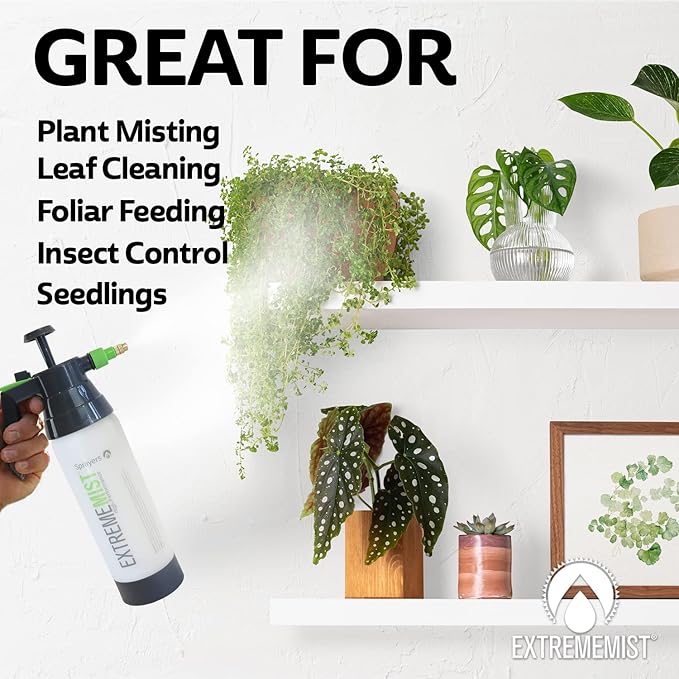 ExtremeMIST High-Performance Garden Sprayer - Ultimate Plant Mister & Spray Bottle for Plants - Horticultural Hand Pump Sprayer with Adjustable Brass Nozzle - Outdoor & Indoor Plant Humidifier - 32 Oz