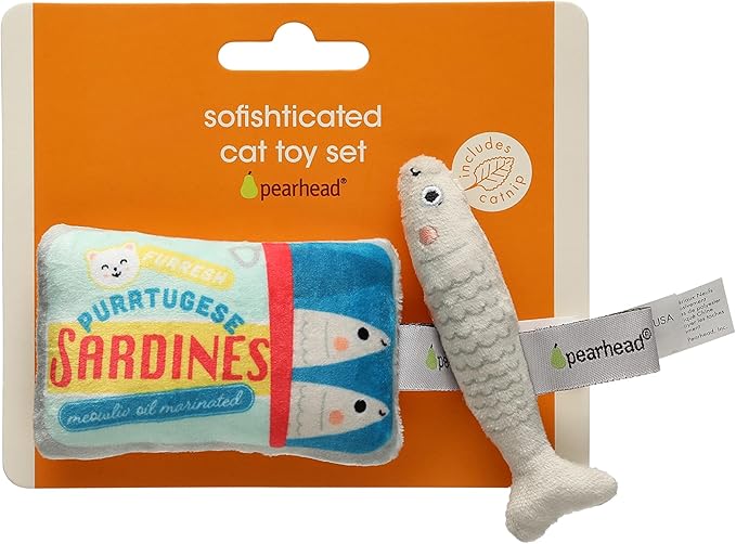 Pearhead Sofishticated Cat Toy Set, Crinkle and Plush Catnip Toy Set, Cat Owner Playtime Pet Accessory, Pet Toys, Cat Teaser Toys, Cat Owner Pet Toy Sets, Must Have Pet Accessories for Pet Owners