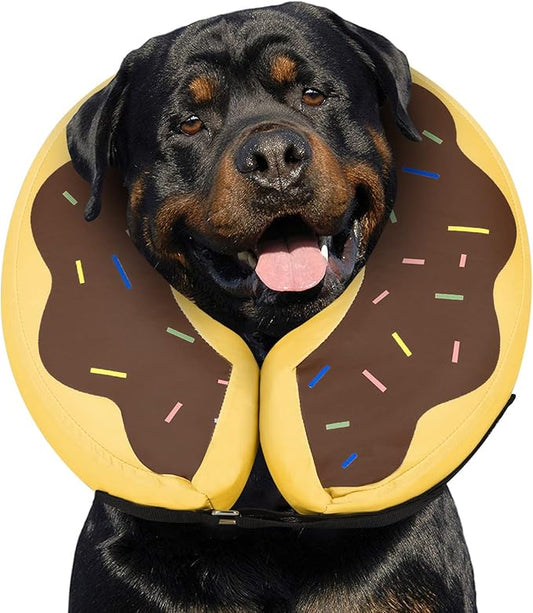 Dog Cone Collar for Small Medium Large Dogs for After Surgery, Pet Inflatable Neck Donut Collar Soft Protective Recovery Cone for Dogs and Cats - Alternative E Collar Does not Block Vision - Brown,XL