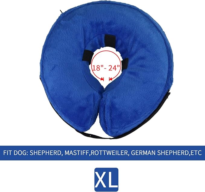 Inflatable Dog Cone,Adjustable Recovery Collar for Dogs After Surgery,Prevent from Biting & Scratching,Not Block Vision（Blue XL）