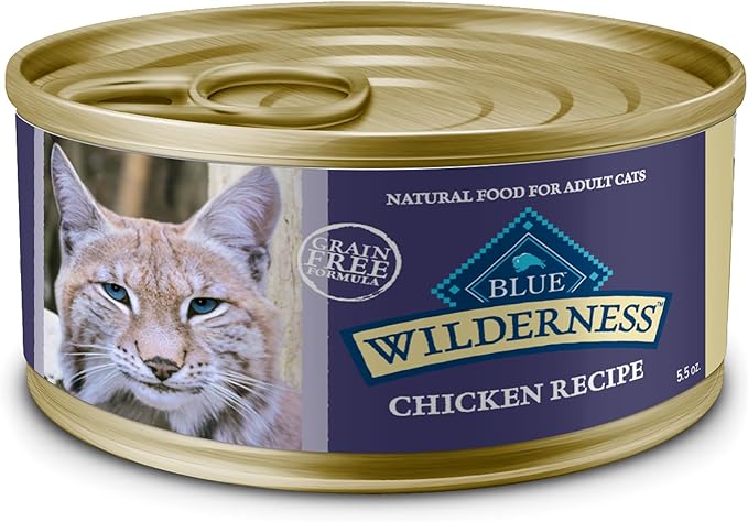 Blue Buffalo Wilderness Natural Wet Cat Food Paté, High-Protein & Grain-Free Recipe, Chicken, 5.5-oz. Cans (24 Count)