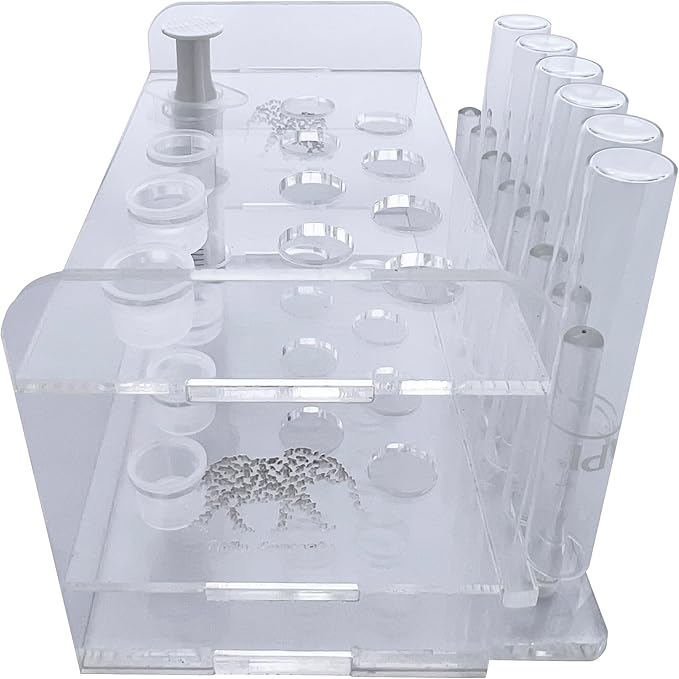 Aquarium Test Tube Holder, Hand-Made Rack w/ 8 Cap Holders for use w/API and TC Glass Test Tubes