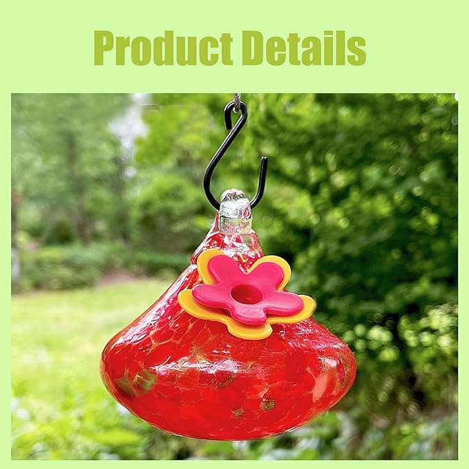 Charming Wind Chimes Hummingbird feeders for Outdoors Hanging ant and bee Proof Never Leak Perfect Garden Decor for Outside (SD-05)