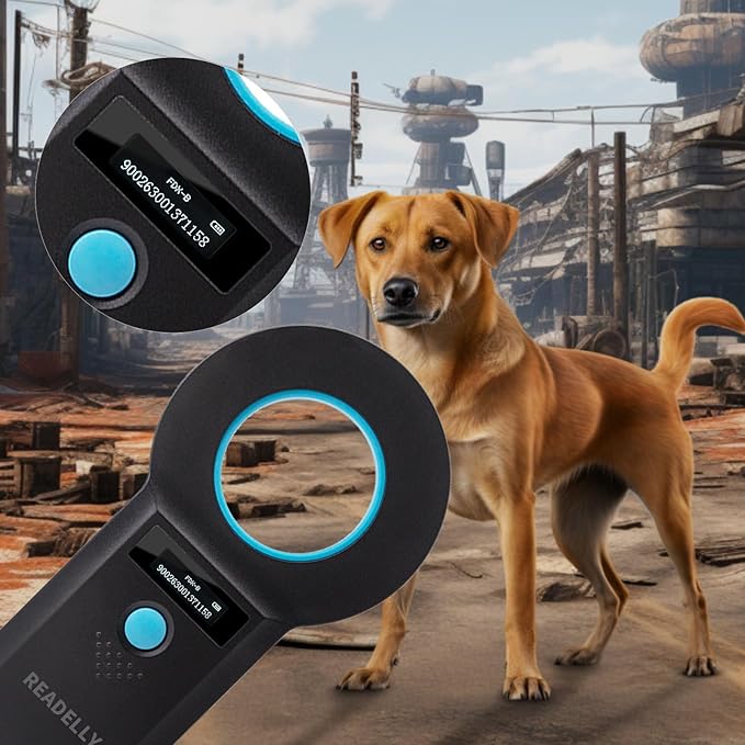 Pet Microchip Reader, RFID EMID Portable Pet Chip Scanner Rechargeable Data Storage Animal Tag Scanner with Stable OLED Display for ISO 11784/11785,FDX-B and ID64 RFID (Black)