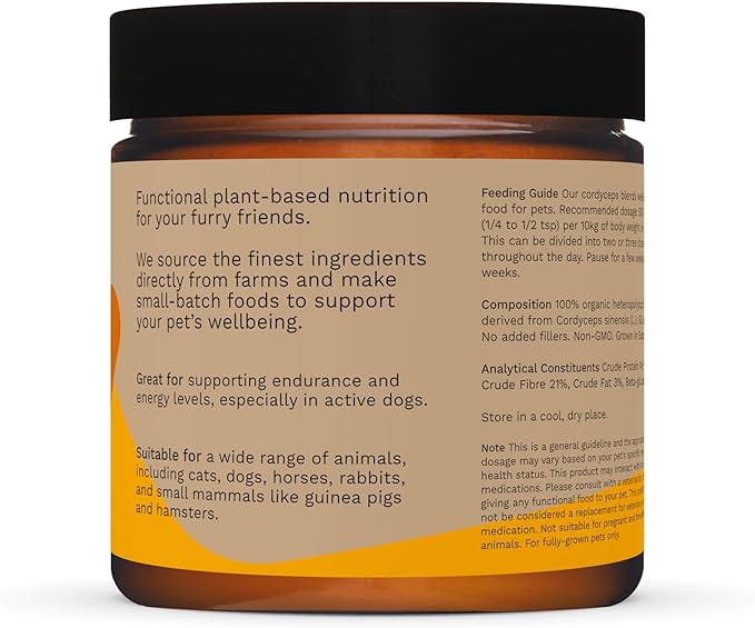 Boosie Organic Adaptogenic Powder for Dogs and Cats - Enhances Energy, Endurance and Muscle Health - Cordyceps Mushroom - 100% Natural Without Additives or Preservatives - Pet Nutrition