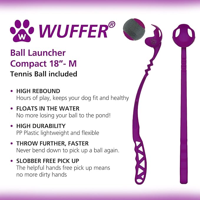 Dog Ball Launcher, Dog Ball Launcher Thrower, Dog Ball Hands Free Pick Up and Throw Play, Tennis Ball and Launcher Toy (PURPLE-LIMITED EDITION)