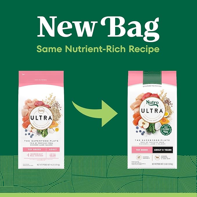 Nutro Ultra Adult Toy Breed Dry Dog Food, Trio of Proteins from Chicken, Lamb and Salmon, 3.5 lb. Bag