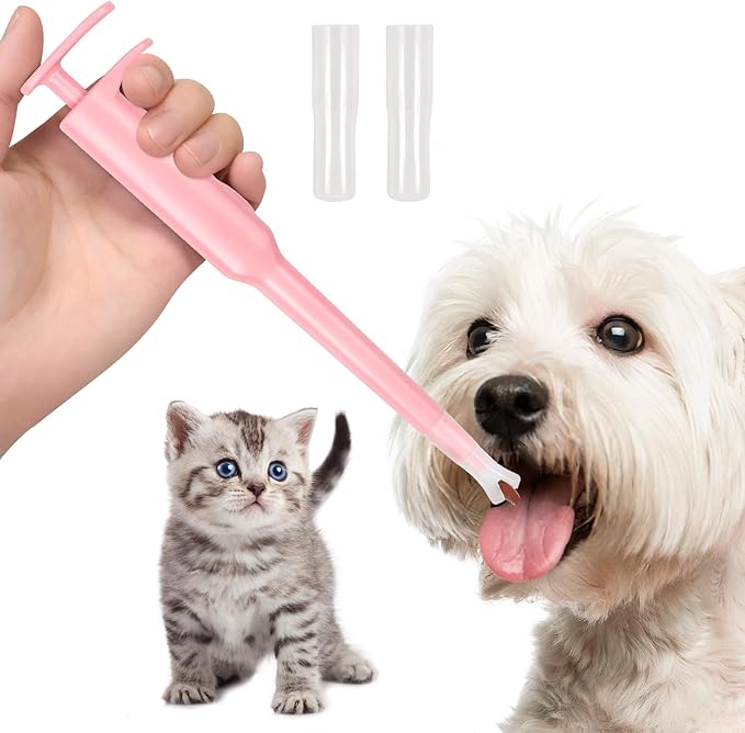 Sarini Pet Pill Dispenser-Pet Piller Gun Oral Tablet Capsule, Pet Pill Plunger Popper with Pusher Pet Pill Feeder for Dogs Cats and Small Animals (Pink)