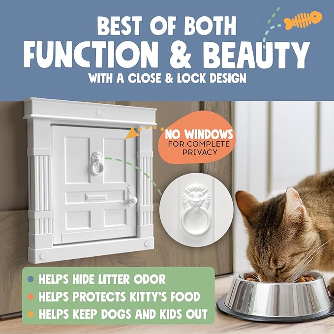 Beacon Hill Interior Cat Door - Durable Indoor Cat Door for Tall Cats or Dogs, No Flaps, Stylish and EASY DIY Pet Door, Spacious Large Kitty Door for Cats Up to 20 lbs, by Purrfect Portal