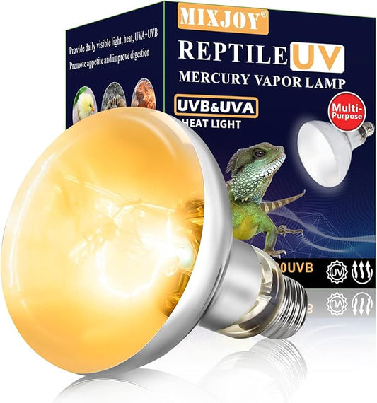 MIXJOY 100W Reptile Heat Lamp Bulb Full Spectrum UVA UVB Sun Light for Reptile and Amphibian Use