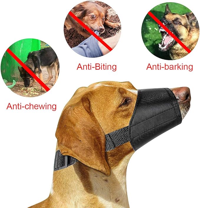 ewinever 5Pcs/Set Adjustable Breathable Safety Small Medium Large Extra Dog Muzzles for Anti-biting Anti-barking Anti-chewing Safety Protection(Black)