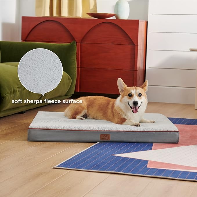 Bedsure Extra Large Dog Bed for Large Dogs - XL Orthopedic Dog Beds with Removable Washable Cover, Egg Crate Foam Pet Bed Mat, Suitable for Dogs Up to 100lbs, Light Grey