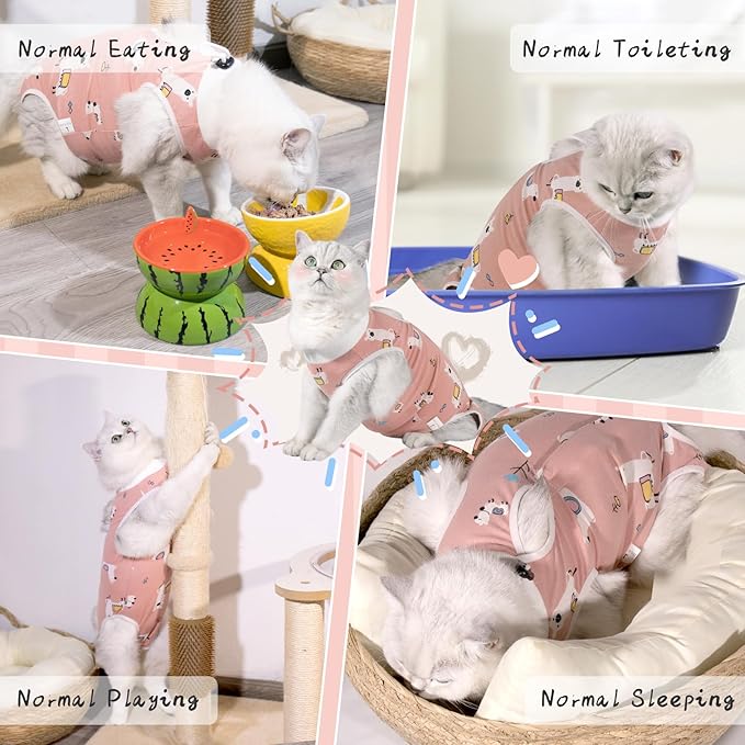 Cat Spay Recovery Suit Female, Breathable Cat Onesie for Cats After Surgery Female, Kitten Surgery Recovery Suit for Abdominal Wounds