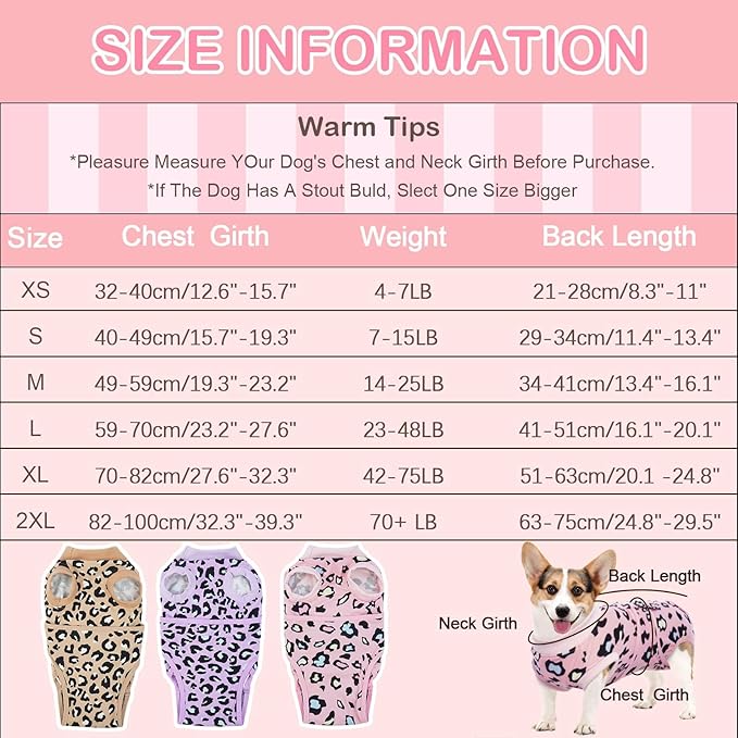 Kuoser Recovery Suit for Dogs After Surgery, Soft Dog Surgery Suit for Female Spay Male Neuter, Breathable Dog Onesie E-Collar & Cone Alternative Pet Bodysuit Anti Licking Wounds Surgical Shirt, XS