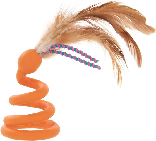 Petlinks Batty Boing Soft Spring & Feather Cat Toy - Orange, One Size