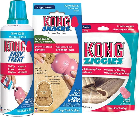 KONG - Dog Treat Combo - Easy Treat, Snacks and Ziggies - Puppy Treats for Medium/Large Puppies