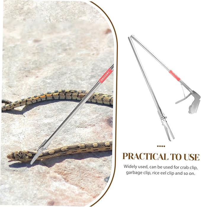 Snake Sticks Useful Snake Catcher Clip Snake Grabber Tool Folding Snake Catcher Clamp Snake Stick Catcher Snake Tong Reptile Grabber Snake Clip Turntable Hook Stainless Steel Crawl, 122x13cm