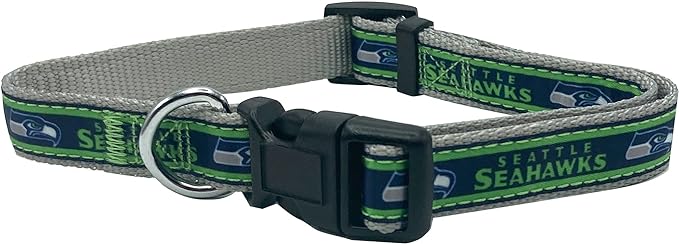 Pets First NFL Seattle Seahawks Licensed PET COLLAR, Small - Heavy-Duty, Strong, and Durable Dog Collat. Available in 32 Football Teams