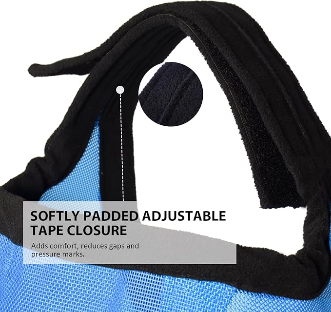 Harrison Howard Cattle Livestock Fly Mask Breathable Mesh Padded Edging with Fun Patterns Large Spacing Forelock Opening Design Adjustable Fit for Cattle Print Blue