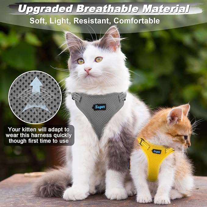 Supet Cat Harness and Leash Set for Small to Large Cats Adjustable Cat Vest Harness with Reflective Trim Universal Cat Leash and Harness for Cats/Puppies Outdoor Walking