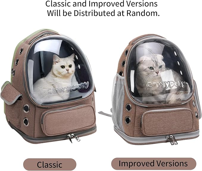 Cat Backpack Carrier, Breathable Cat Carrier Large Space Bubble Pet Backpack for Kitty Small Dog up to 15lbs, Transparent & Foldable Pet Carrier for Travel Hiking