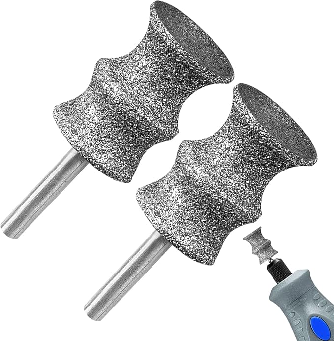 Diamond Dremel Dog Nail Grinder Bits for Rotary Tool-1/8'' Dremel Dog Nail Grinder Attachment-Pet Nail Grinder Bit Work for Animals Nail Care 2-Pack (C)