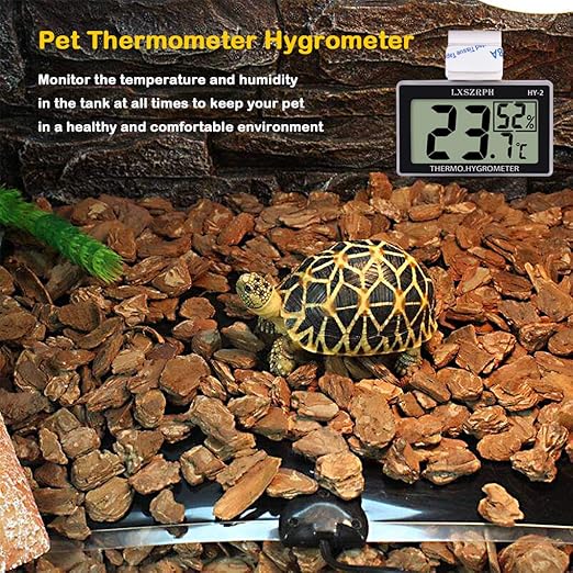 Reptile Thermometer Hygrometer HD LCD Reptile Tank Digital Thermometer with Hook Temperature Humidity Meter Gauge for Reptile Tanks, Terrariums, Vivarium (4packs)