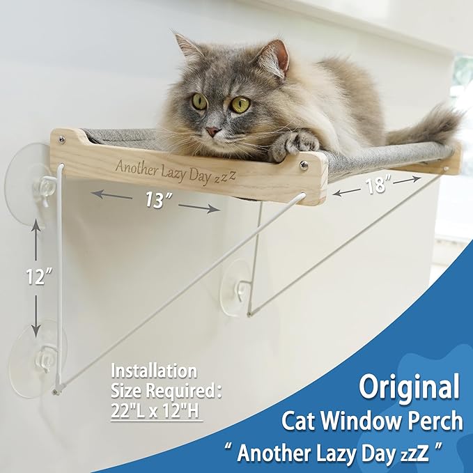 Cat Window Perch, Original Cat Hammock for Window, Foldable Cat Bed for Window Sill, Indoor Window Shelf Hammock Seat with Extra Suction Cups