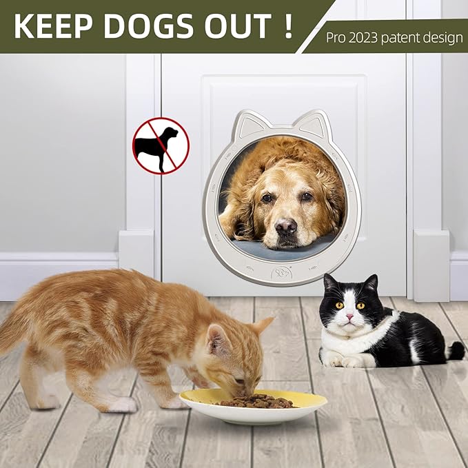 Large Cat Door, Cat Door Interior Door, No Flap Cat Door, Easy to Install, Strong Pet Door for Cat, No Training, Up to 22 LBS, White