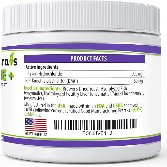 Trulysine Plus L-Lysine for Cats Immune Support Oral Powder 8oz/226g - Cats & Kittens of All Age, Sneezing, Runny Nose Squinting, Watery Eyes-Fish & Poultry Flavor (U.S.A)(225 Grams (900mg / Scoop))