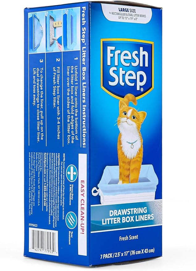 Fresh Step Drawstring Large Litter Box Liners | Heavy Duty Liners for Cat Litter Box | Scented & Unscented Available | Quick & Easy Cleanup, Scented, Large - 36 Pack