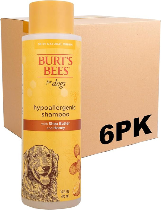 Burt's Bees for Pets Naturally Derived Hypoallergenic Dog Shampoo with Shea Butter and Honey - Shampoo for All Dogs and Puppies with Dry or Sensitive Skin - Made in the USA - 16 Ounces - 6 Pack