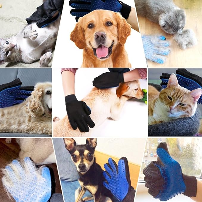 1 Pair Pet Grooming Glove,Gentle Deshedding Brush Glove Hair Remover Brush for Dogs,Cats & Horses with Long & Short Fur