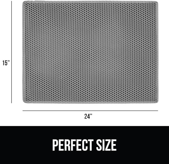 Gorilla Grip Honeycomb Cat Litter Mat, Two Layer Trapping Waste Mats, Soft On Paws, Indoor Box Supplies and Essentials, Feeding Trap, Water Resistant on Floors, 24x15 Gray