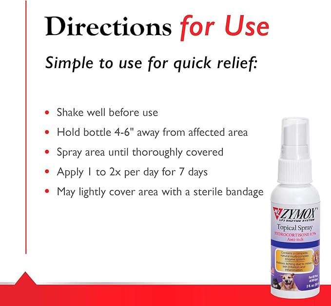 PET KING BRANDS Zymox Topical Hot Spot Spray for Dogs and Cats with .5% Hydrocortisone, 2oz