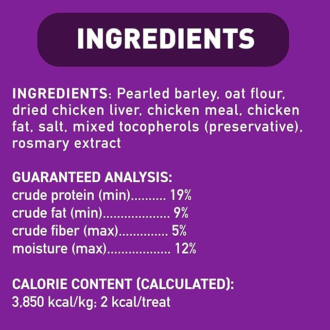 Cloud Star Tricky Trainers Crunchy Dog Training Treats 8 oz Pouch, Chicken Liver Flavor, Low Calorie Behavior Aid with 450 treats