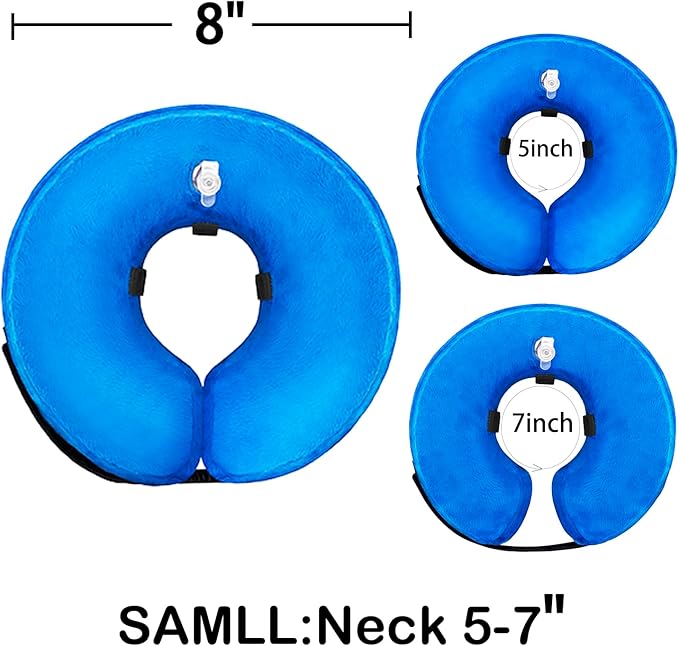 Soft Dog Cone Collar for Large Medium Small Dogs and Cats After Surgery, Inflatable Dog Neck Donut Collar,Inflatable Cat Cone Collar,E-Collar for Dogs Recovery, Dog Cones Alternative (Small, Blue)