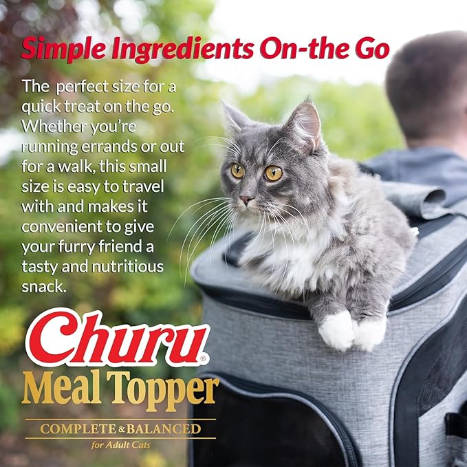 INABA Churu Meal Topper for Cats, Complete & Balanced, Creamy, Lickable Purée Cat Food Topper, 0.5 Ounce Tube, 12 Tubes (4 per Pack), Chicken Recipe