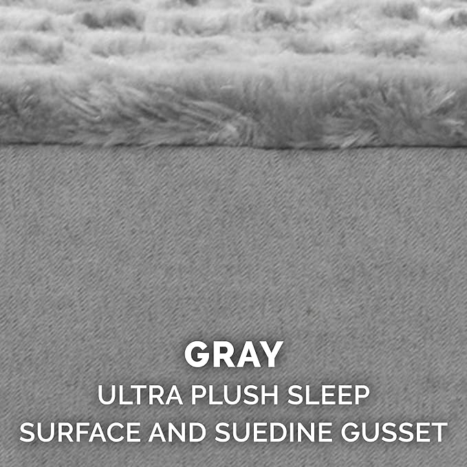 Furhaven Cooling Gel Dog Bed for Medium/Small Dogs w/ Removable Washable Cover, For Dogs Up to 35 lbs - Ultra Plush Faux Fur & Suede Mattress - Gray, Medium