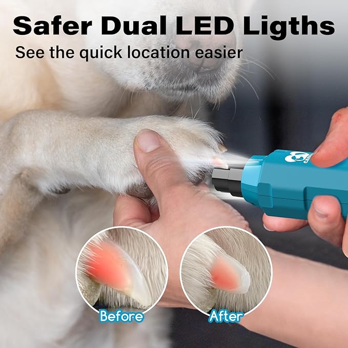 Casfuy 6-Speed Dog Nail Grinder Newest - Super Quiet Pet Nail Grinder Rechargeable Electric Dog Nail Trimmer Professional Paws Grooming & Smoothing Tool for Large Medium Small Dogs (Bright Blue)