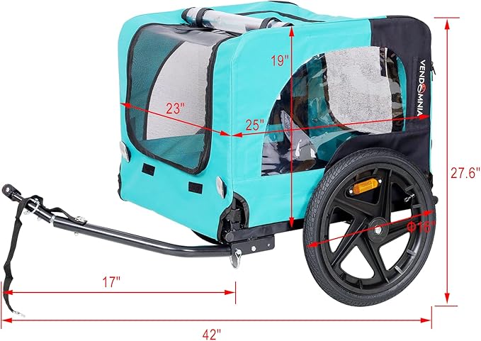 KZPFER Foldable Pet Jogging Stroller Dog Carriers Bicycle Trailer Pet Dog Cat Bike Trailer