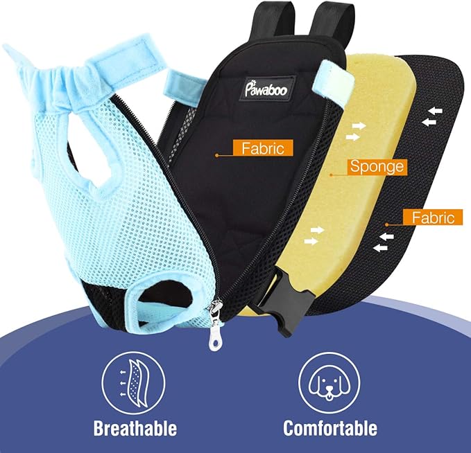 Pawaboo Pet Carrier Backpack, Adjustable Pet Front Cat Dog Carrier Backpack Travel Bag, Legs Out, Easy-Fit for Traveling Hiking Camping for Small Medium Dogs Cats Puppies, XL, Blue