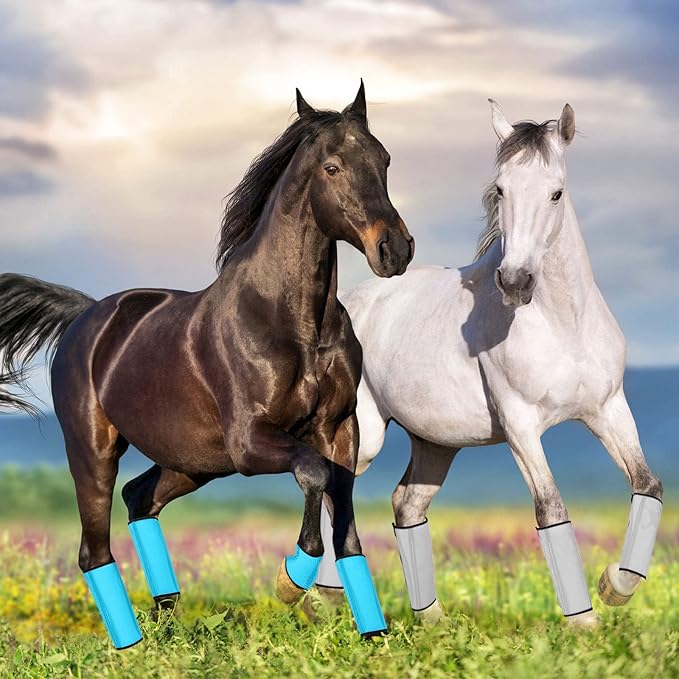 Jexine Set of 8 Mesh Fly Boots for Horse Loose Breathable Mesh Horse Boots Protective Horse Leg Wraps Horse Leggings for Preventing Flies and Mosquitoes Bites