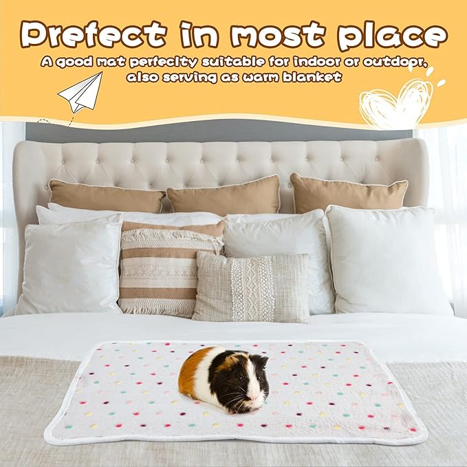 BWOGUE Guinea Pig Blanket, 3 Pack Small Animal Soft Warm Pet Fleece Blankets Sleep Mat Pad Cover Flannel Throw for Hamster Guinea Pig Rabbit Dog Cat Chinchilla Hedgehog